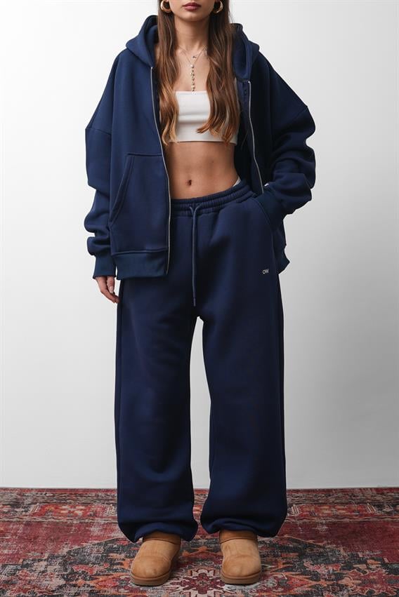 OW Oversize Lacivert Lastik Paça 2li Takım