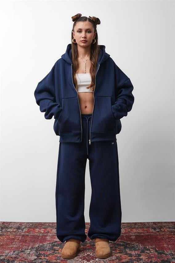 OW Oversize Lacivert Lastik Paça 2li Takım