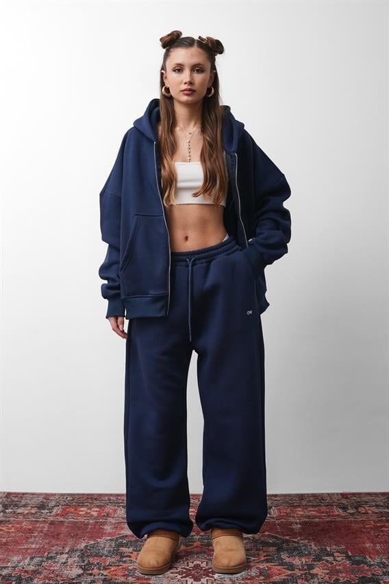 OW Oversize Lacivert Lastik Paça 2li Takım