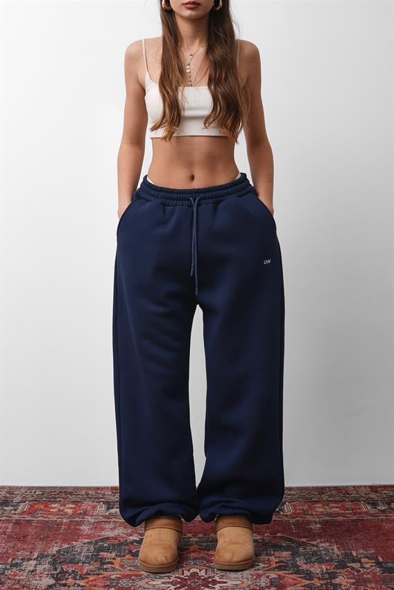 OW Oversize Lacivert Lastik Paça Tek Alt