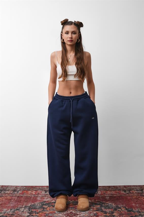 OW Oversize Lacivert Lastik Paça Tek Alt