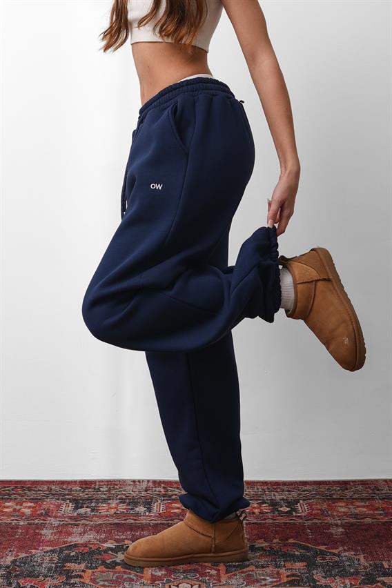 OW Oversize Lacivert Lastik Paça Tek Alt