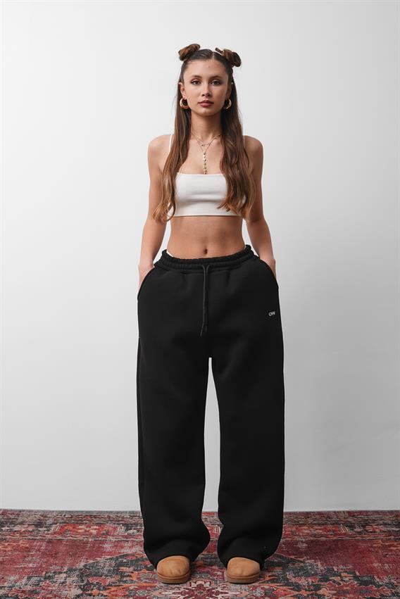 OW Oversize Siyah Düz Paça Tek Alt