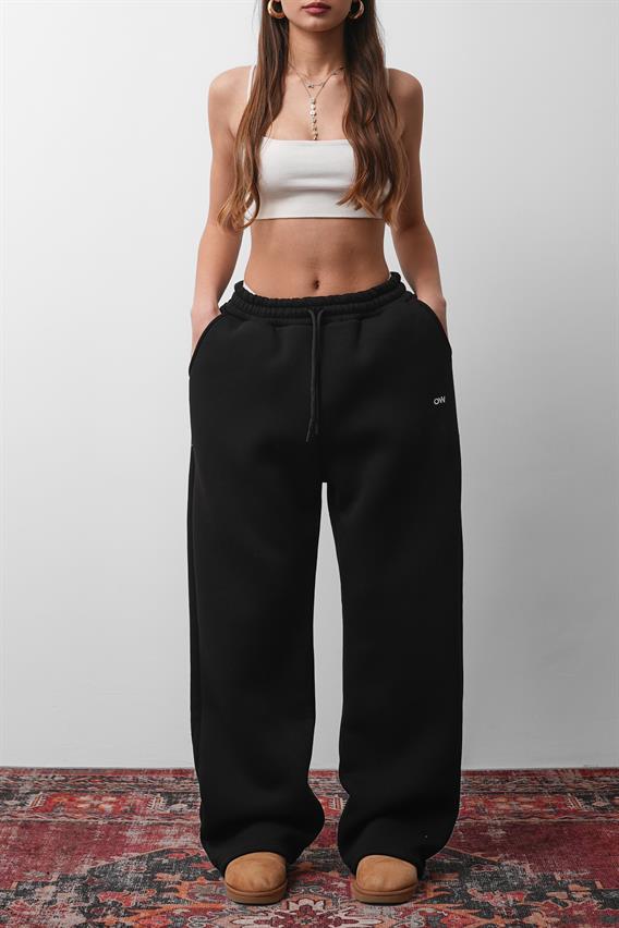 OW Oversize Siyah Düz Paça Tek Alt