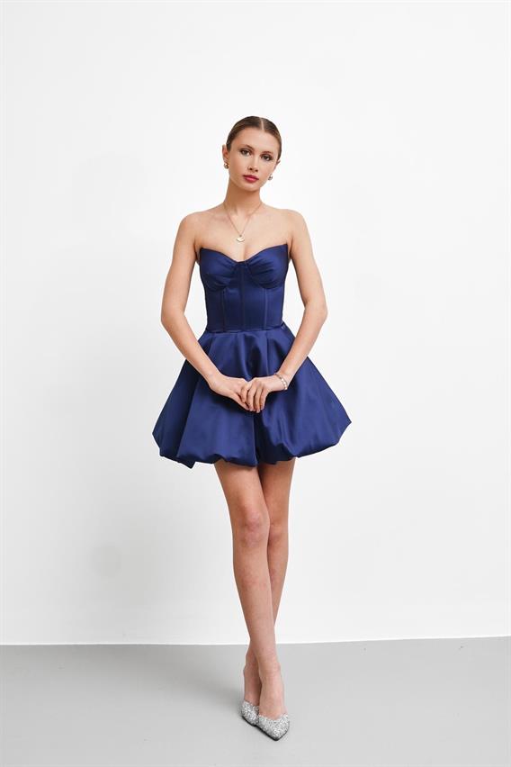 OWNIGHT Mona Lisa Straplez Lacivert Kısa Abiye 