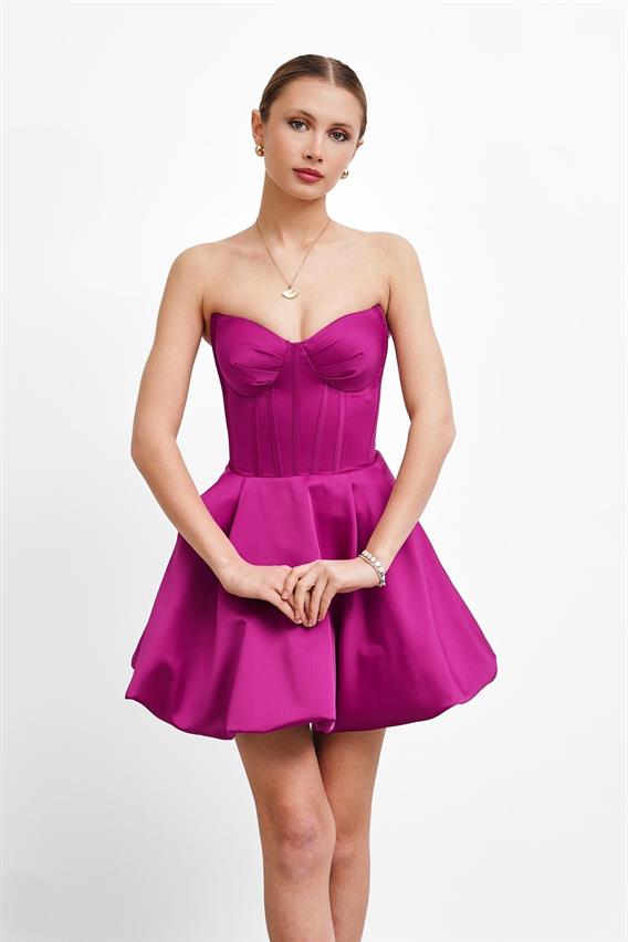 OWNIGHT Mona Lisa Straplez Pembe Kısa Abiye 