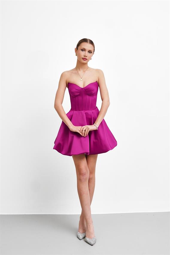 OWNIGHT Mona Lisa Straplez Pembe Kısa Abiye 