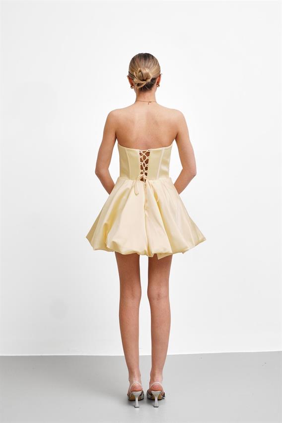 OWNIGHT Mona Lisa Straplez Sarı Kısa Abiye 