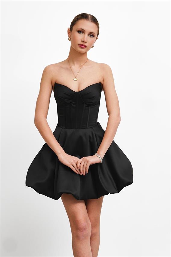 OWNIGHT Mona Lisa Straplez Siyah Kısa Abiye 