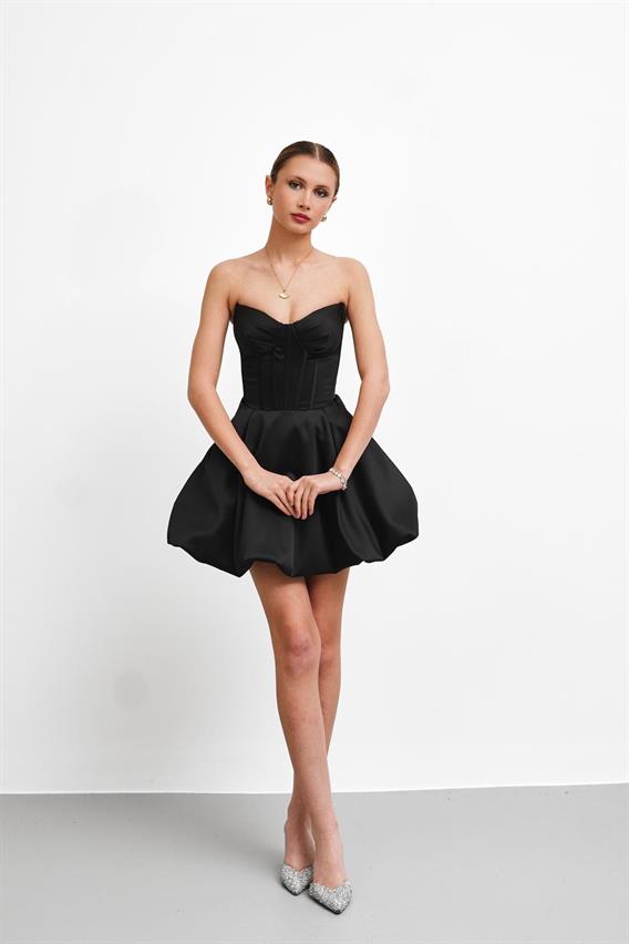 OWNIGHT Mona Lisa Straplez Siyah Kısa Abiye 