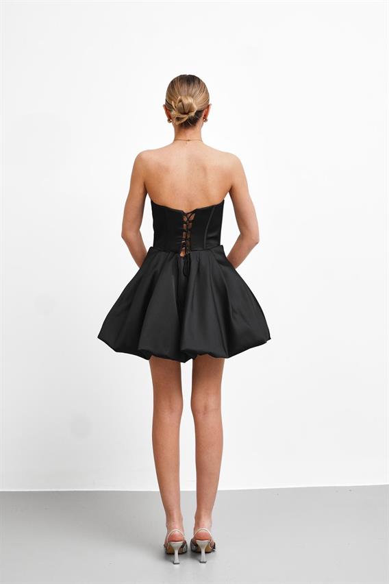 OWNIGHT Mona Lisa Straplez Siyah Kısa Abiye 