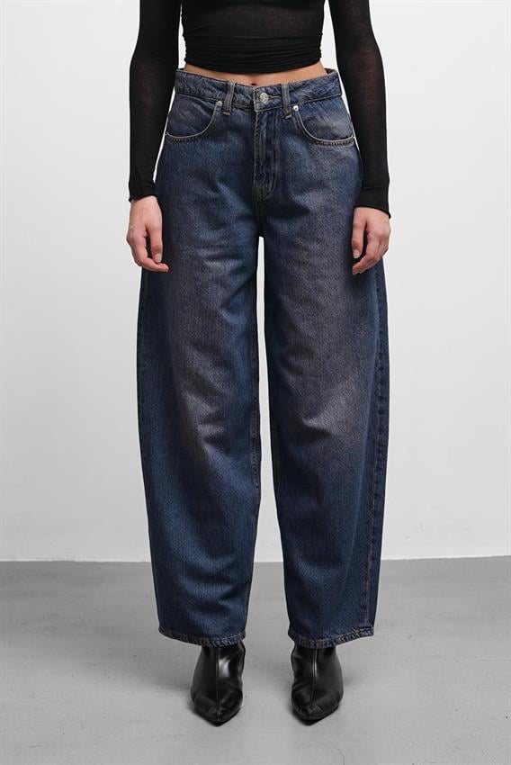 Raws Yüksek Bel Mavi Skater Jean