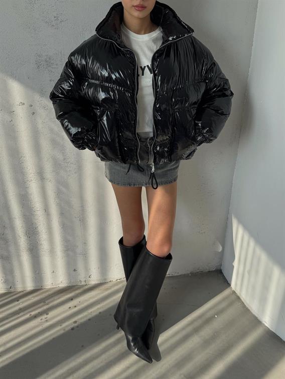 Tavia Siyah Parlak Şişme Mont