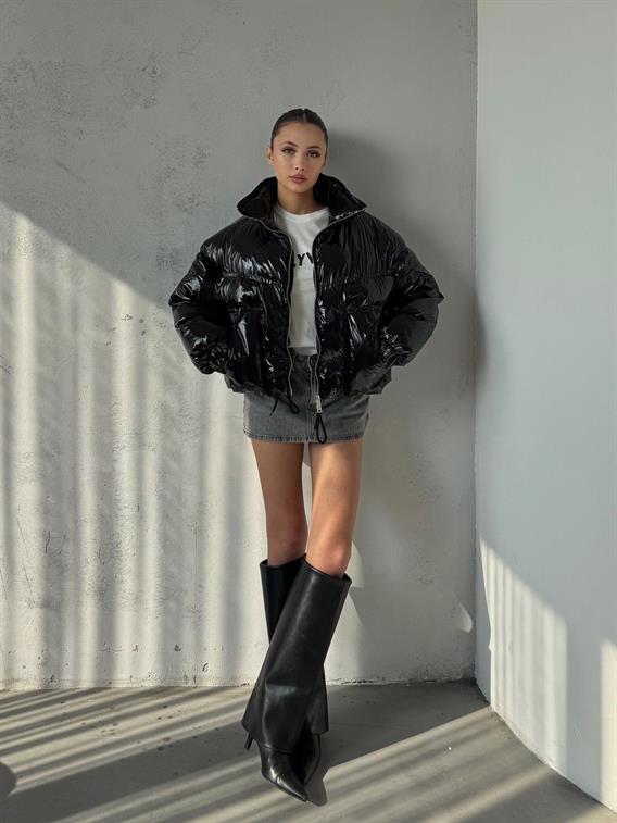 Tavia Siyah Parlak Şişme Mont