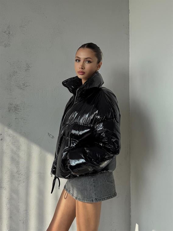 Tavia Siyah Parlak Şişme Mont