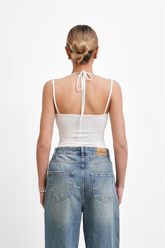 THEOW Dantel Detaylı Beyaz Bodysuit