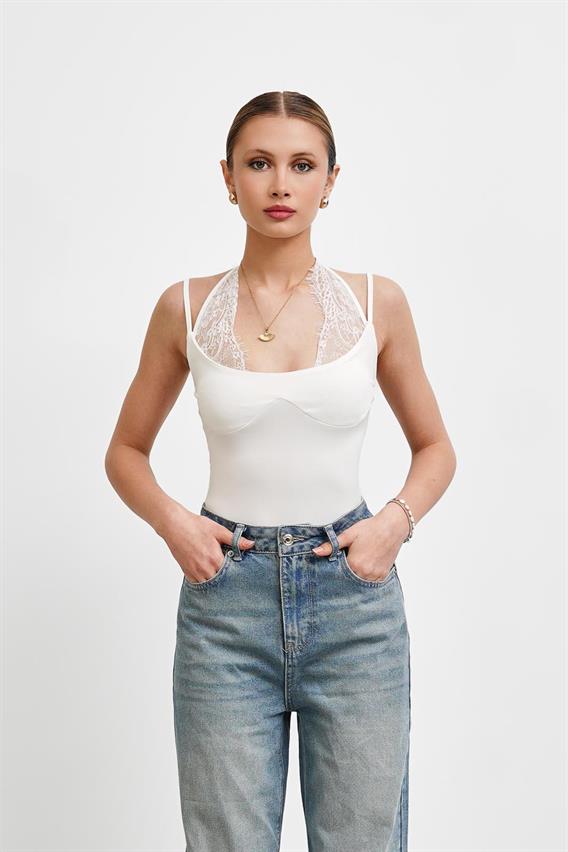 THEOW Dantel Detaylı Beyaz Bodysuit