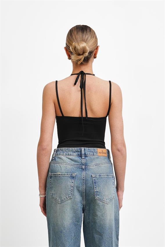 THEOW Dantel Detaylı Siyah Bodysuit