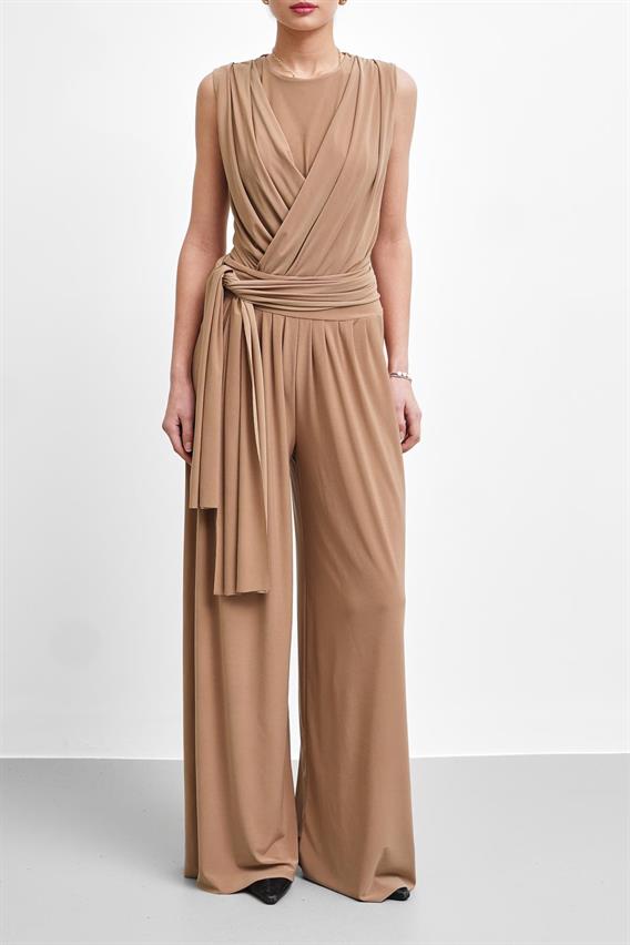 THEOW Holden Drape Detay Bodysuit Bluz Camel Takım 