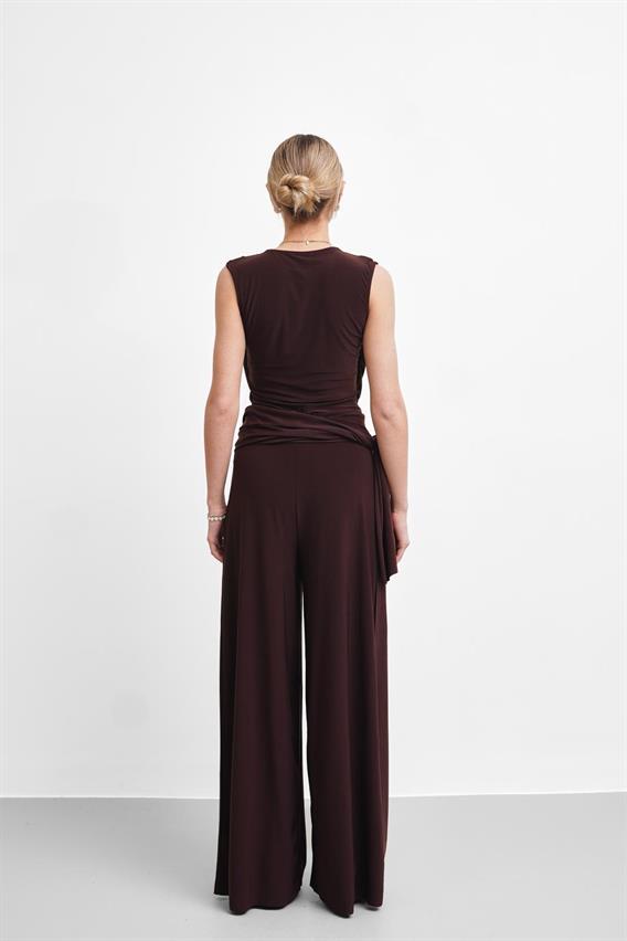 THEOW Holden Drape Detay Bodysuit Bluz Kahverengi Takım 