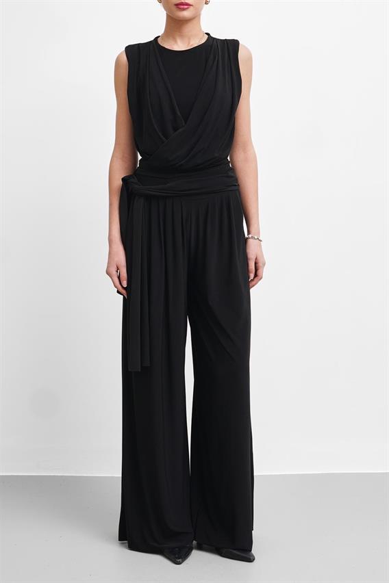 THEOW Holden Drape Detay Bodysuit Bluz Siyah Takım 