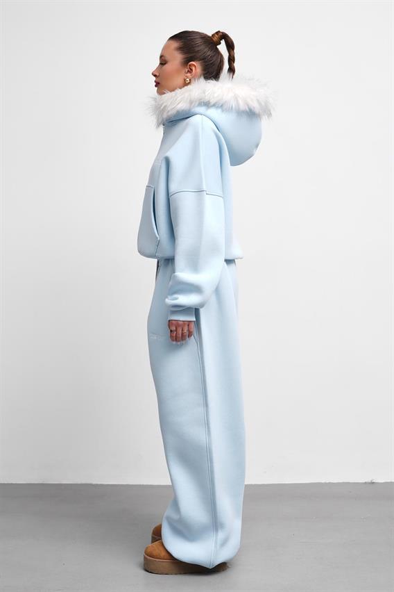 THEOW Kürk Detaylı Oversize Bebe Mavi Eşofman Takımı