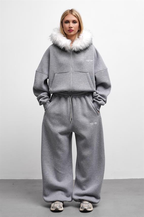 THEOW Kürk Detaylı Oversize Karmelanj Eşofman Takımı