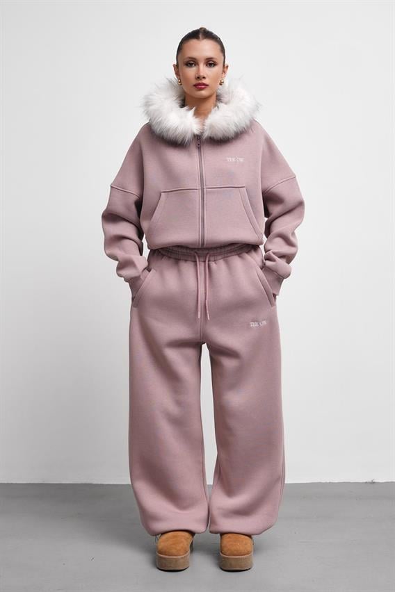 THEOW Kürk Detaylı Oversize Menekşe Eşofman Takımı