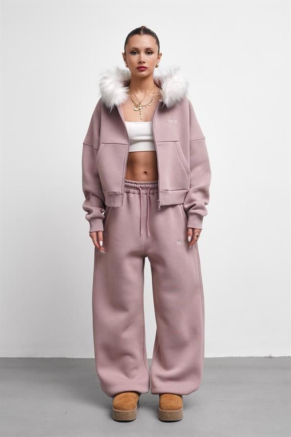 THEOW Kürk Detaylı Oversize Menekşe Eşofman Takımı