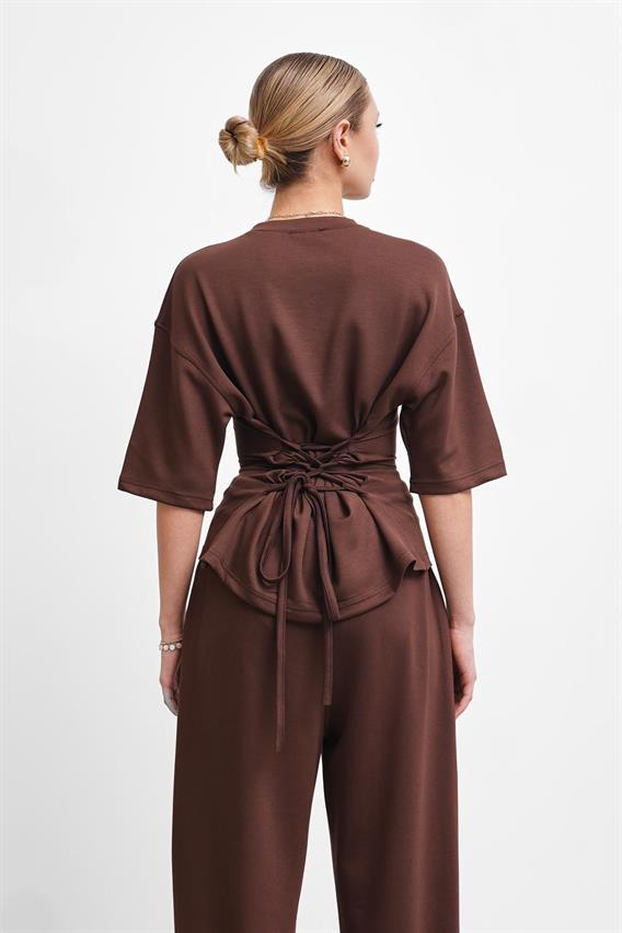 THEOW Willow Belden Bağlama Detay Modal Kahve Takım 