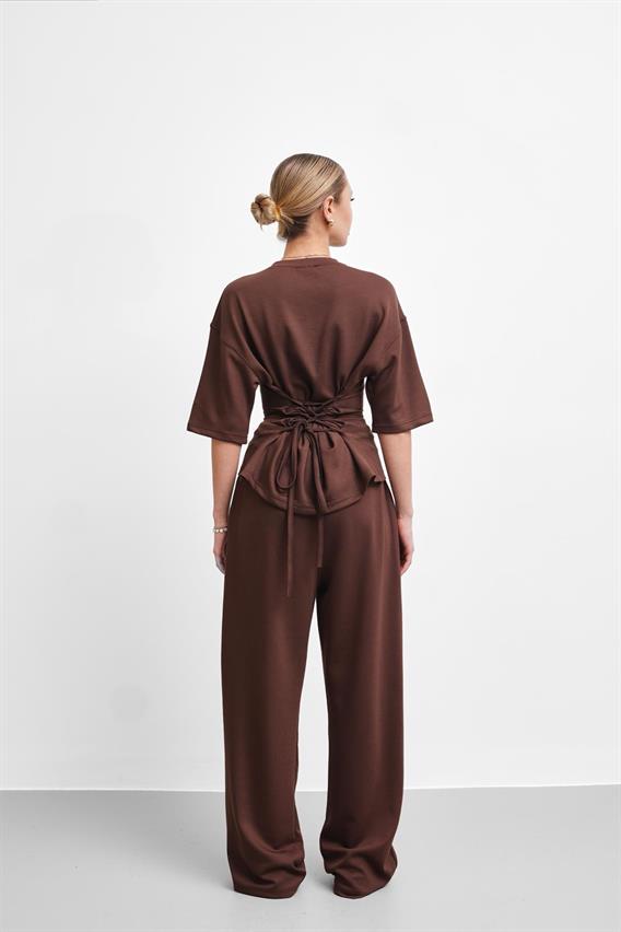 THEOW Willow Belden Bağlama Detay Modal Kahve Takım 