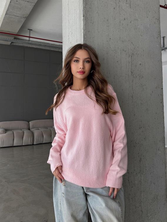 Tovra Bisiklet Yaka Pudra Triko Kazak