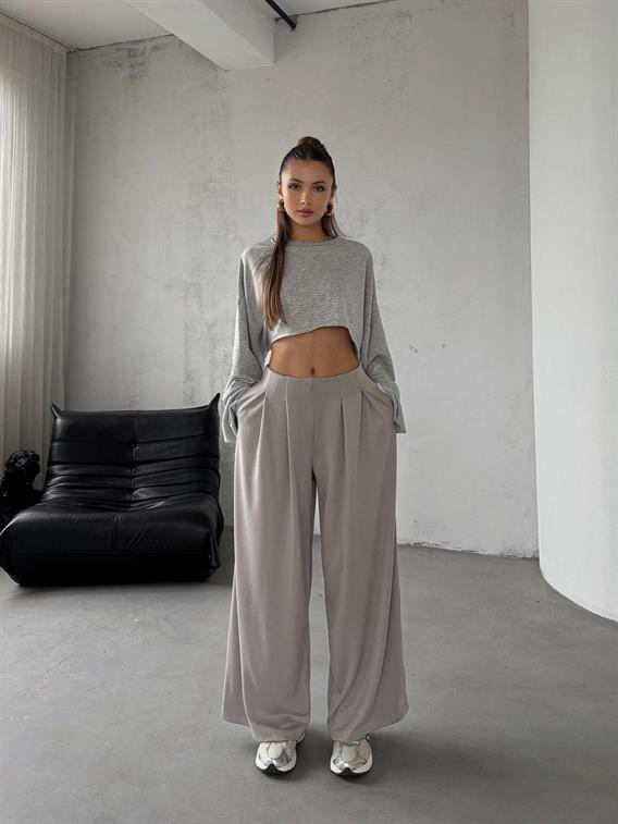 Yoyo Vizon Pileli Oysh Modal Palazzo Pantolon