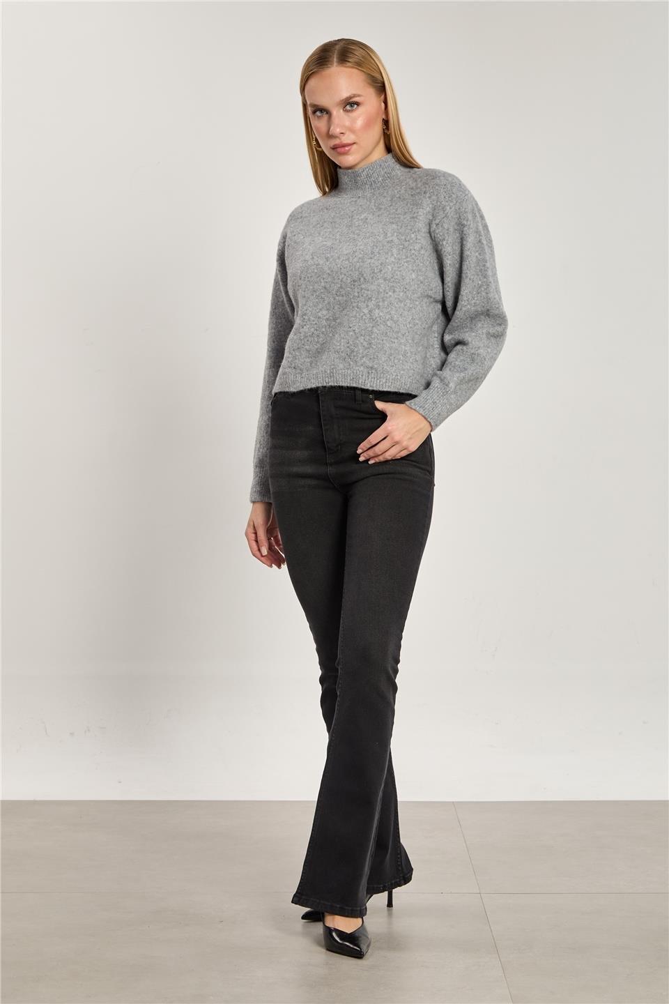 Crop triko kazak-2556 - Gri