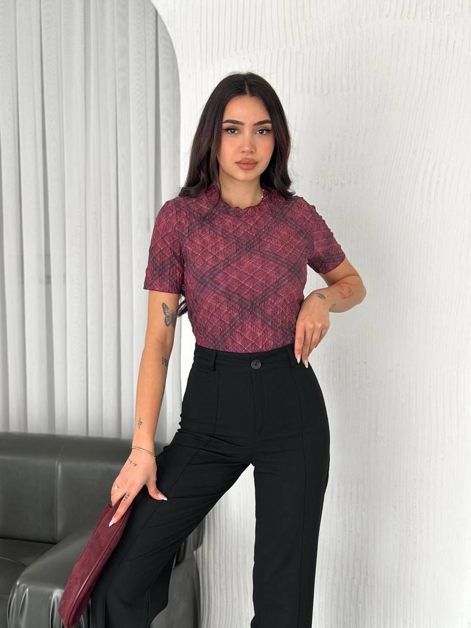 DESENLİ KABARTMA CROP-2002 - BORDO