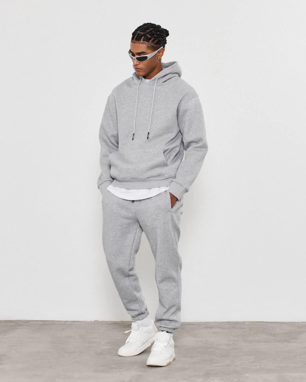 KANGURU CEPLİ KAPŞONLU SWEATSHIRT-2002 - GRİ MELANJ