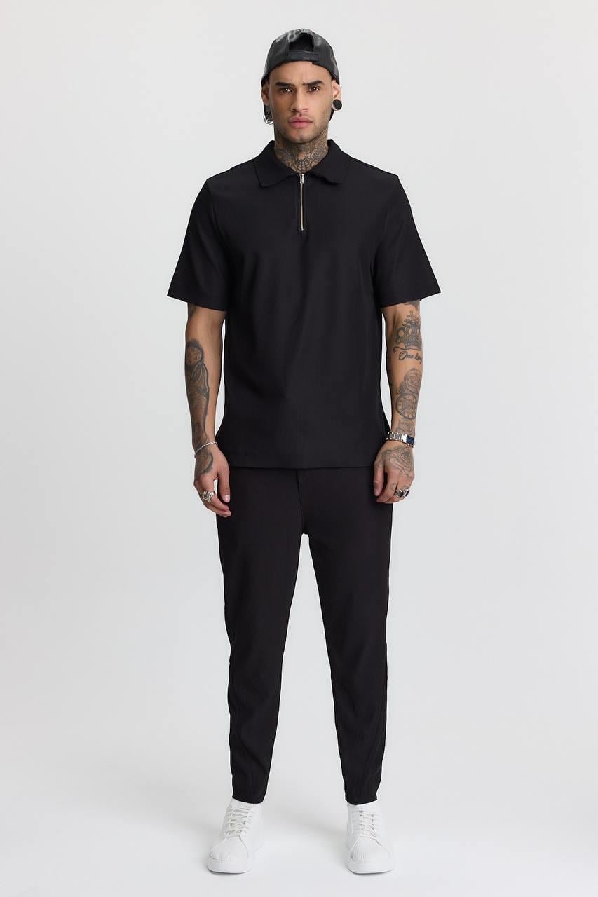 OTTOMAN POLO YAKA T-SHIRT-3170 - SİYAH