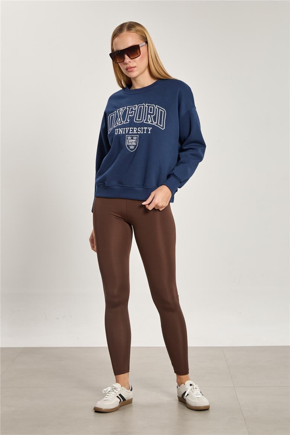 Oxford baskılı sweatshirt-DVN1340 - Lacivert
