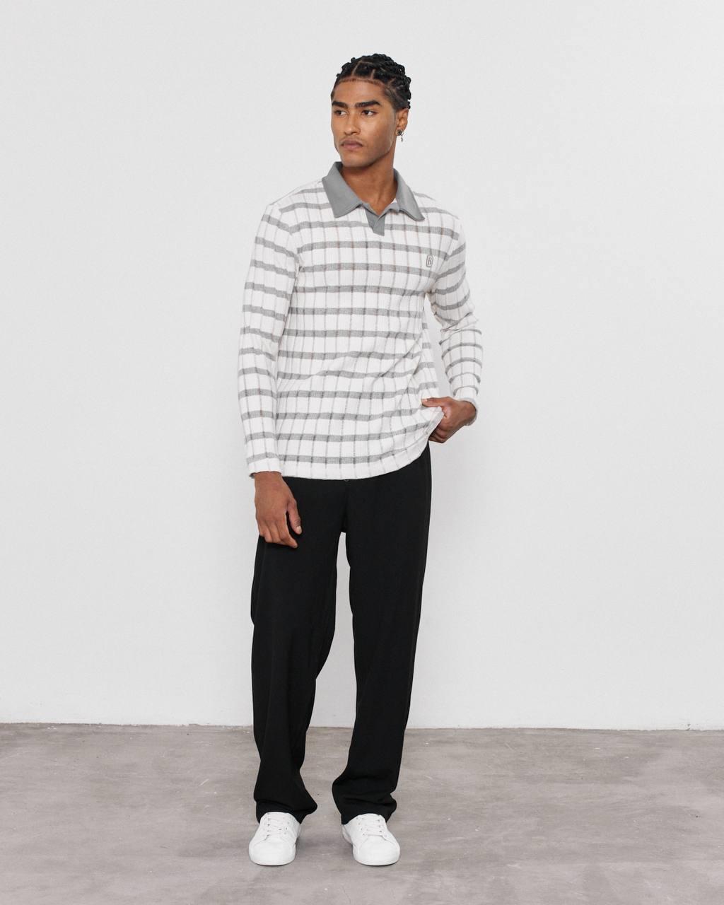 YAKA PATLI ÇİZGİLİ SWEATSHIRT-2024 - GRİ