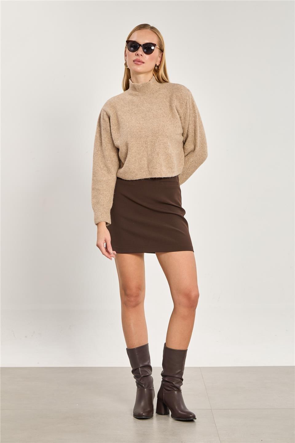 Crop triko kazak-2556 - Vizon