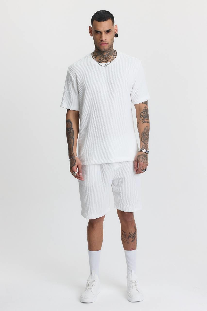 FİTİLLİ BASIC T-SHIRT-3151 - BEYAZ