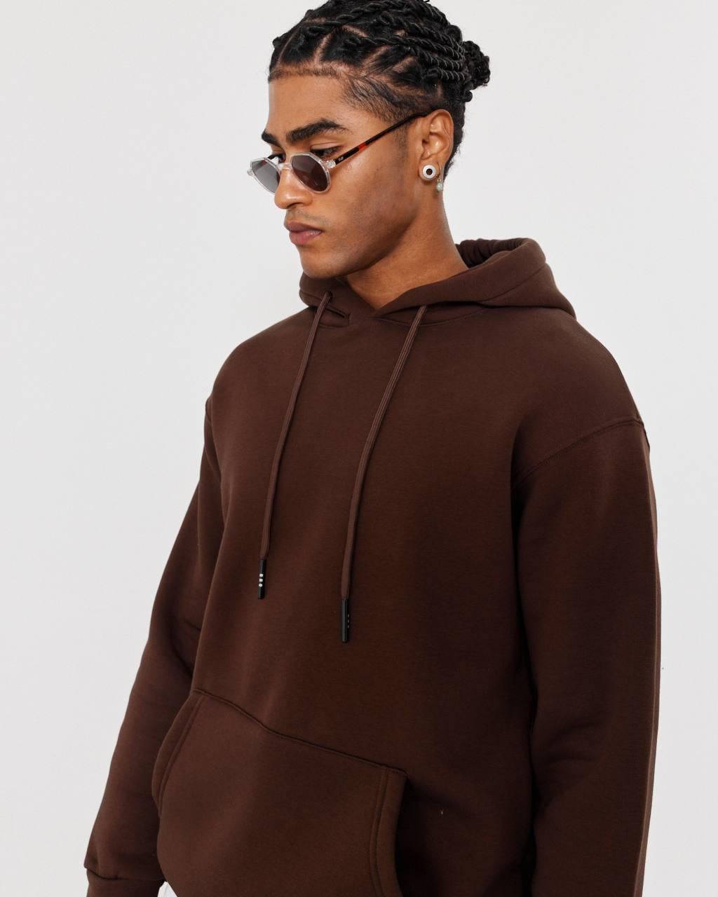 KANGURU CEPLİ KAPŞONLU SWEATSHIRT-2002 - KAHVE