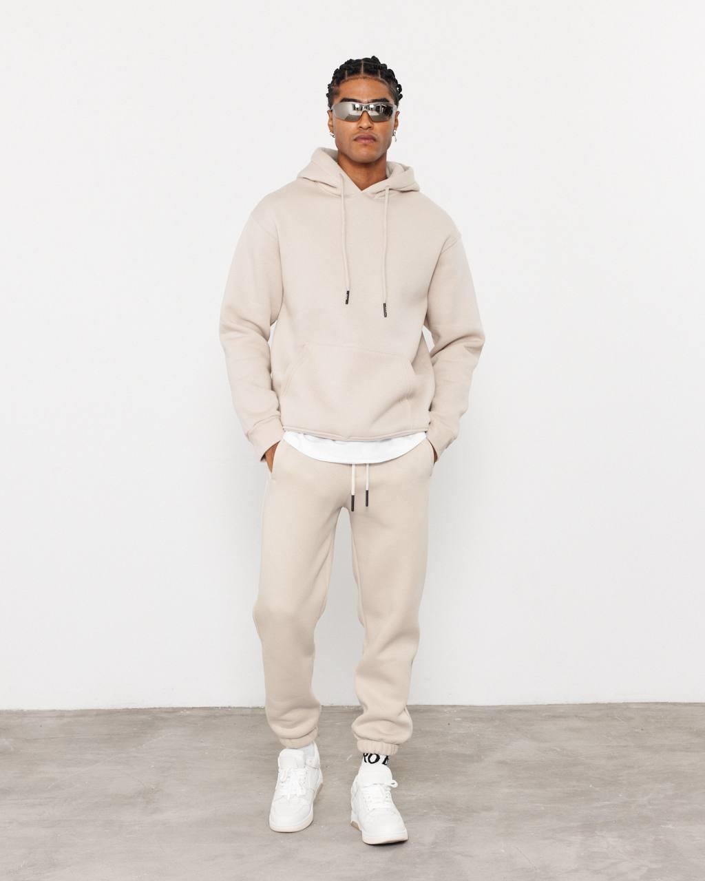 KANGURU CEPLİ KAPŞONLU SWEATSHIRT-2002 - BEJ
