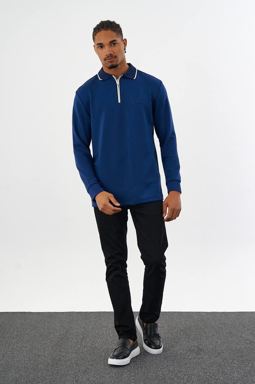 TRİKO YAKA FERMUARLI SWEATSHIRT-2026 - LACİVERT