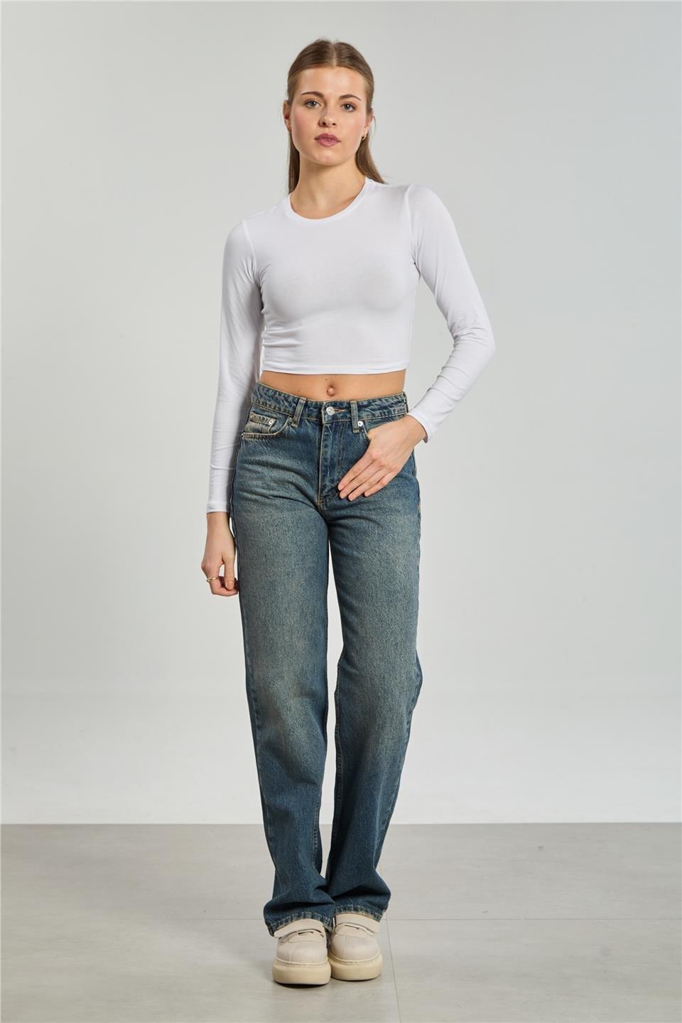 Uzun kollu body-K660 - Beyaz