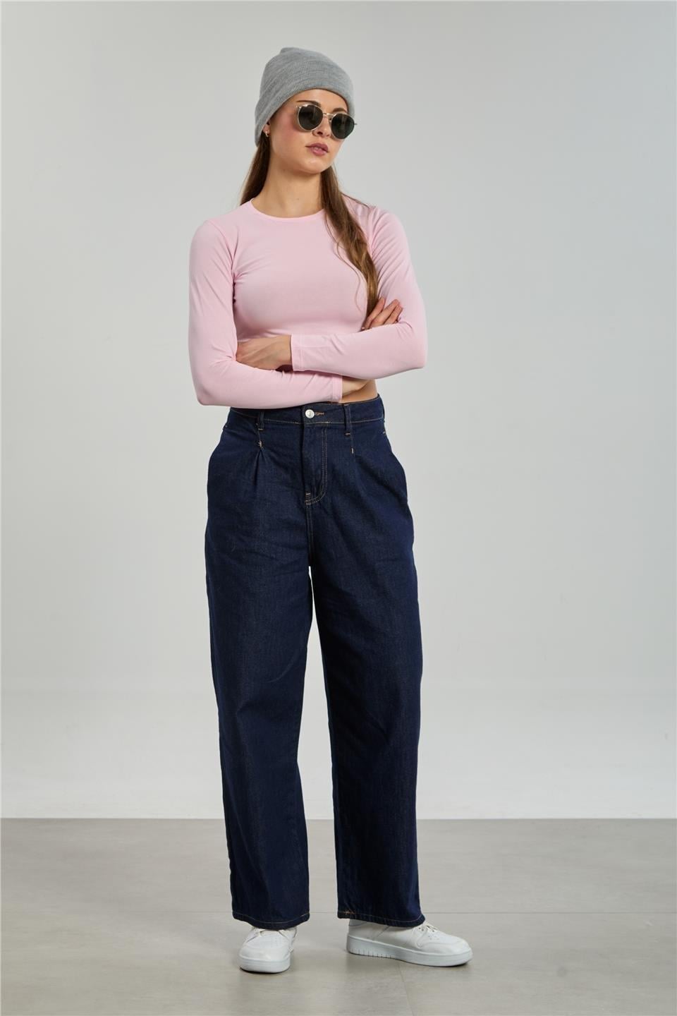 Uzun kollu body-K660 - Pembe