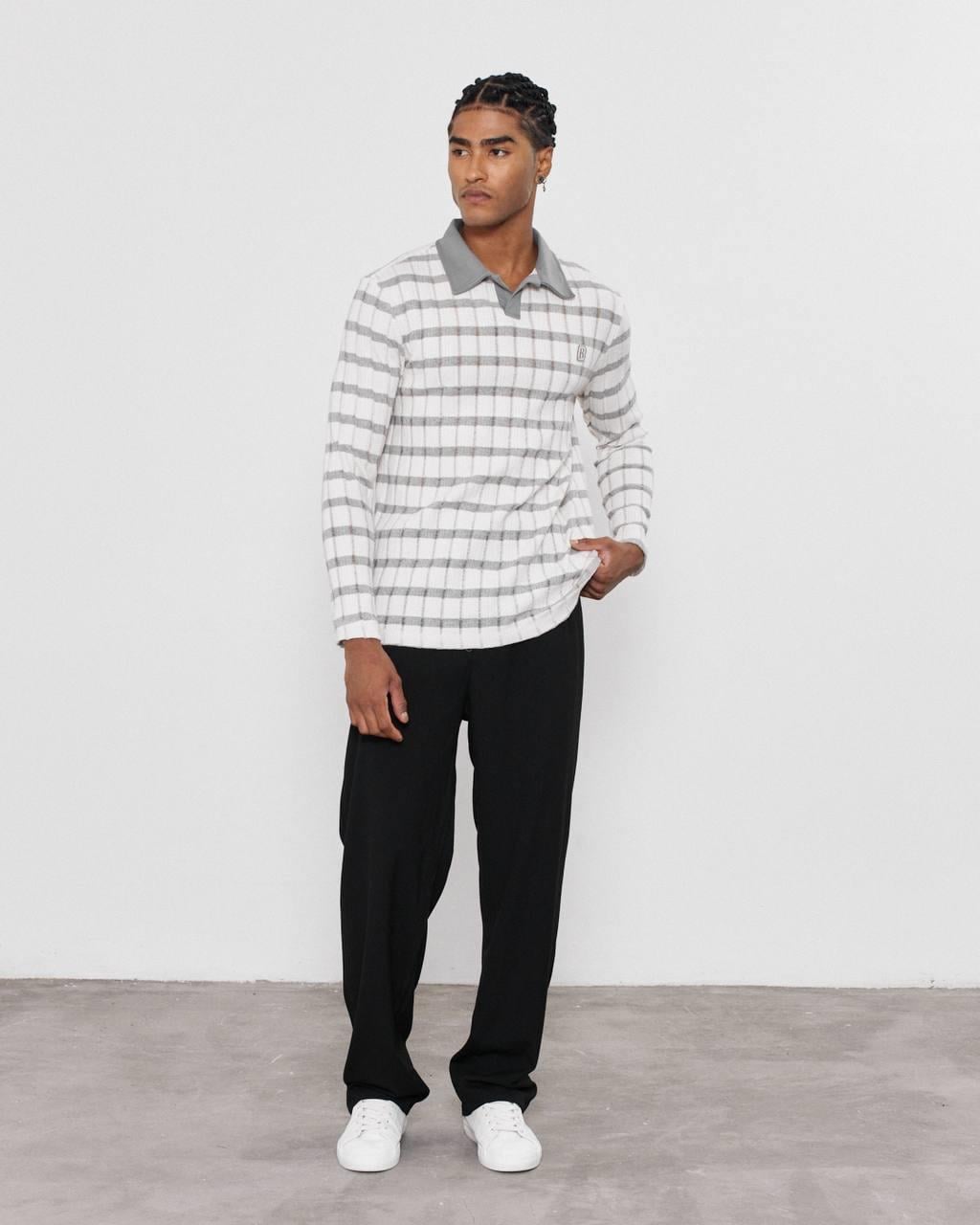 YAKA PATLI ÇİZGİLİ SWEATSHIRT-2024 - GRİ