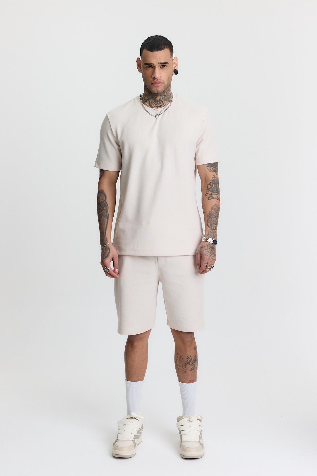 ZARA PİKE BASIC T-SHIRT-5023 - BEJ