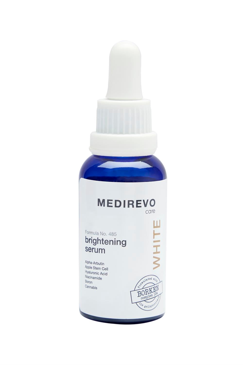 MEDIREVO -  Formula No.485 -Alpha-Arbutin, Hyaluronik Asit, Niacinamide, Bor, Kenevir Tohumu Yağı, Kök Hücreli Brightening Serum