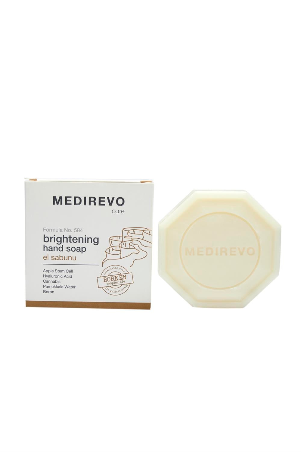 MEDIREVO -  Formula No.584 -Bor, Kenevir Tohumu Yağı, Kök Hücre, Hyaluronik Asit, Pamukkale Traverten Sulu Brightening Katı Sabunş MacunuYağlı Misvaklı Diş Macunuım Maskesi
